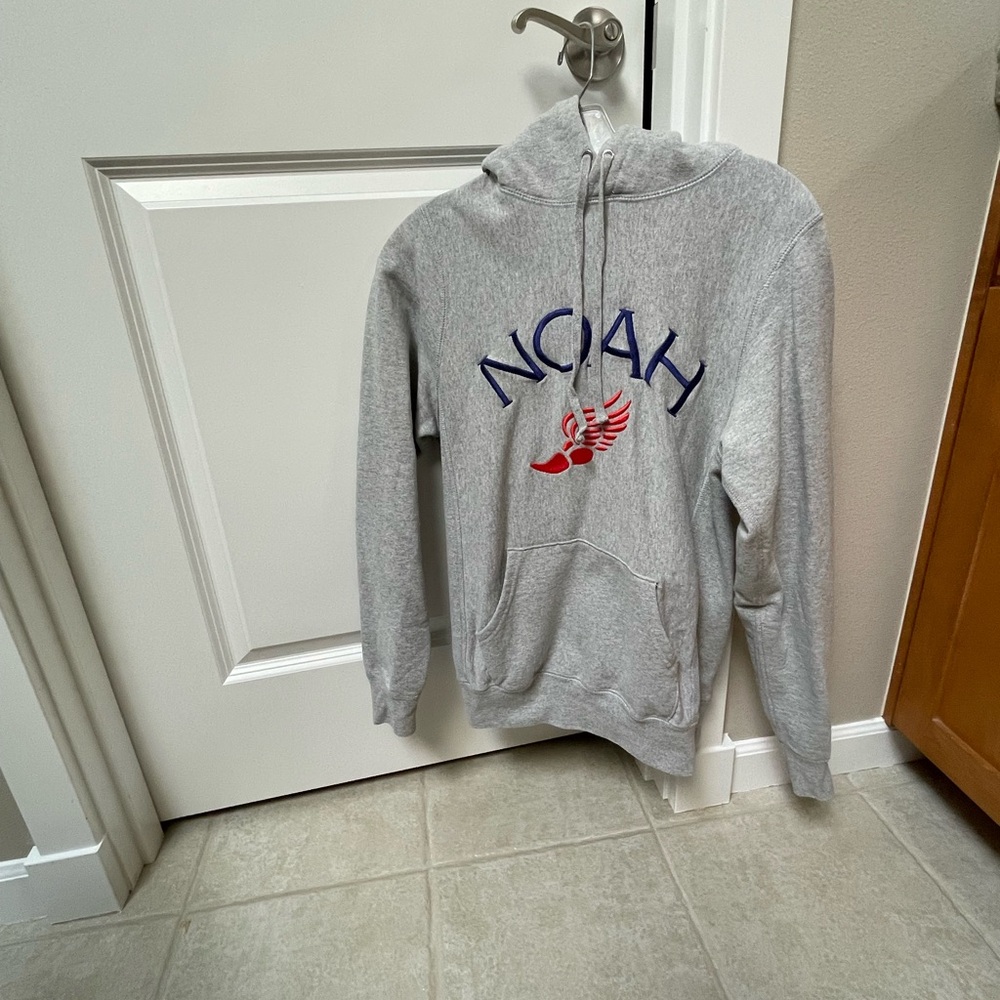 Noah NYC Gray Hoodie with Blue and Red Logo